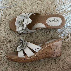 boc white floral sandal wedges